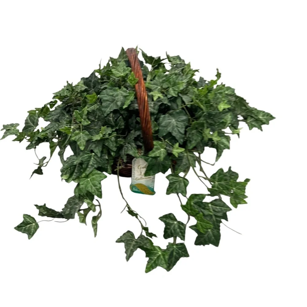 Set Of‎ 2 Gold Leaf Collection Silk Artificial English Ivy Basket